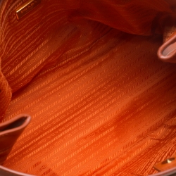 Pre Owned Prada Orange Saffiano Lux Leather Large Gardener's Tote