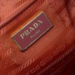 Pre Owned Prada Orange Saffiano Lux Leather Large Gardener's Tote