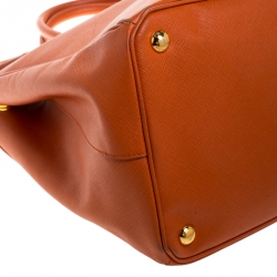 Pre Owned Prada Orange Saffiano Lux Leather Large Gardener's Tote