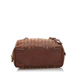Pre Owned Prada Brown Grommet Leather Shoulder Bag