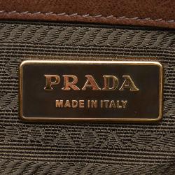 Pre Owned Prada Brown Grommet Leather Shoulder Bag