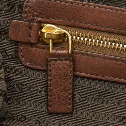 Pre Owned Prada Brown Grommet Leather Shoulder Bag
