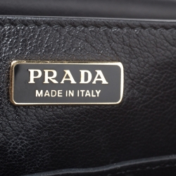 Pre Owned Prada Black/Red Leather and Ostrich Cahier Flap Shoulder Bag