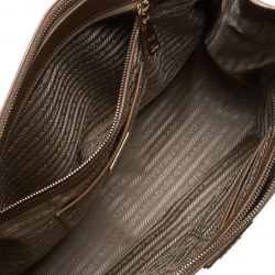 Pre Owned Prada Caramel Saffiano Lux Leather Large Double Zip Tote
