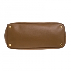 Pre Owned Prada Caramel Saffiano Lux Leather Large Double Zip Tote