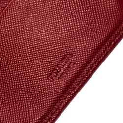 Pre Owned Prada Red Saffiano Metal Leather Long Flap Wallet