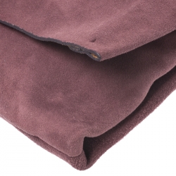 Pre Owned Prada Dark Purple Suede Fringe Flap Bag