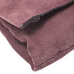 Pre Owned Prada Dark Purple Suede Fringe Flap Bag