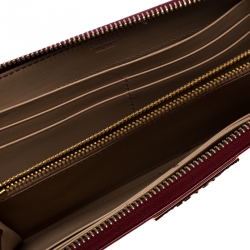 Pre Owned Prada Red Patent Leather Zip Around Wallet