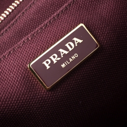 Pre Owned Prada Burgundy Canvas Crystal Studded Tote