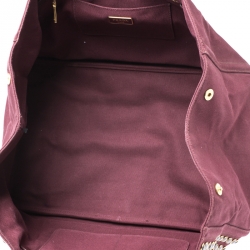 Pre Owned Prada Burgundy Canvas Crystal Studded Tote