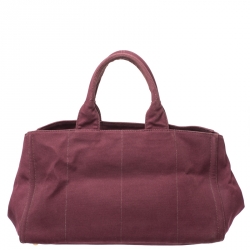 Pre Owned Prada Burgundy Canvas Crystal Studded Tote