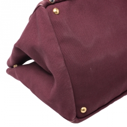 Pre Owned Prada Burgundy Canvas Crystal Studded Tote