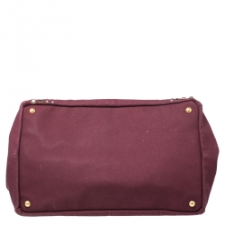 Pre Owned Prada Burgundy Canvas Crystal Studded Tote