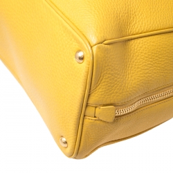 Pre Owned Prada Yellow Vitello Daino Leather Satchel