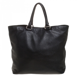 Pre Owned Prada Black Vitello Daino Leather Tote