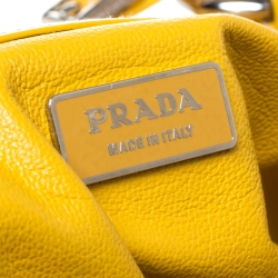 Prada Yellow/Natural Straw Front Pocket Satchel