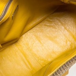 Prada Yellow/Natural Straw Front Pocket Satchel