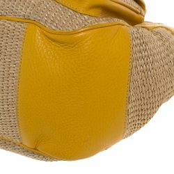 Prada Yellow/Natural Straw Front Pocket Satchel