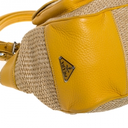 Prada Yellow/Natural Straw Front Pocket Satchel