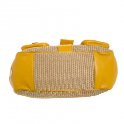 Prada Yellow/Natural Straw Front Pocket Satchel