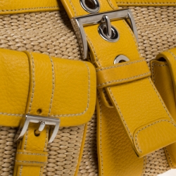 Prada Yellow/Natural Straw Front Pocket Satchel