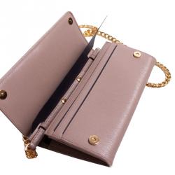 Prada Saffiano Leather Wallet-on-Chain, Brown (Cannella