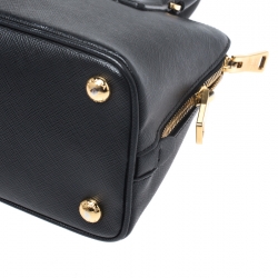 Pre Owned Prada Black Saffiano Lux Leather Small Promenade Satchel