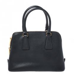 Pre Owned Prada Black Saffiano Lux Leather Small Promenade Satchel