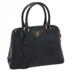 Pre Owned Prada Black Saffiano Lux Leather Small Promenade Satchel
