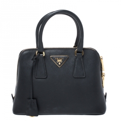 Pre Owned Prada Black Saffiano Lux Leather Small Promenade Satchel