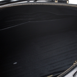Pre Owned Prada Black Saffiano Patent Leather Medium Front Pocket Double Zip Lux Tote 