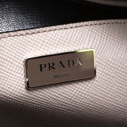 Pre Owned Prada Argilla Saffiano Cuir Leather Turnlock Twin Tote