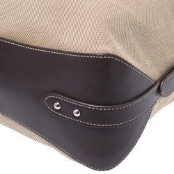 Pre Owned Prada Beige/Brown Canvas and Leather Jacquard Logo Hobo