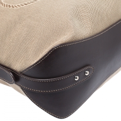 Pre Owned Prada Beige/Brown Canvas and Leather Jacquard Logo Hobo