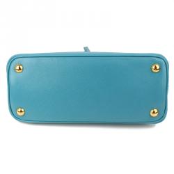 Pre Owned Prada Blue Saffiano Lux Leather Small Promenade Bag