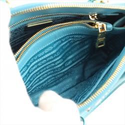Pre Owned Prada Blue Saffiano Lux Leather Small Promenade Bag