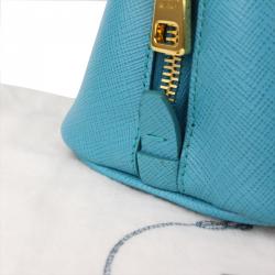 Pre Owned Prada Blue Saffiano Lux Leather Small Promenade Bag