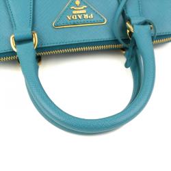 Pre Owned Prada Blue Saffiano Lux Leather Small Promenade Bag