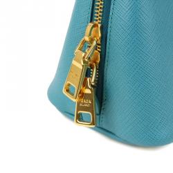 Pre Owned Prada Blue Saffiano Lux Leather Small Promenade Bag