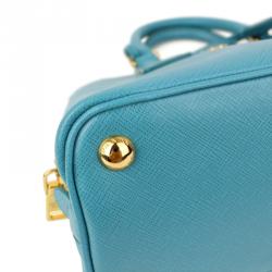 Pre Owned Prada Blue Saffiano Lux Leather Small Promenade Bag