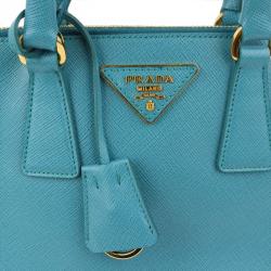 Pre Owned Prada Blue Saffiano Lux Leather Small Promenade Bag