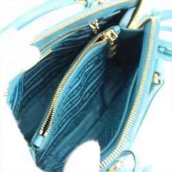 Pre Owned Prada Blue Saffiano Lux Leather Small Promenade Bag