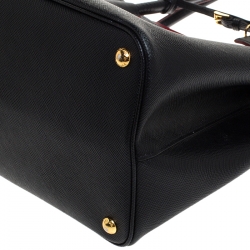 Pre Owned Prada Black Saffiano Cuir Leather Double Handle Tote