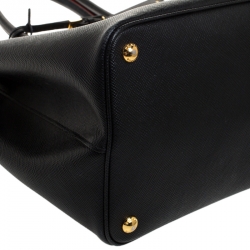 Pre Owned Prada Black Saffiano Cuir Leather Double Handle Tote