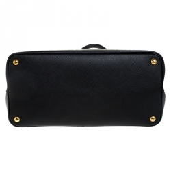 Pre Owned Prada Black Saffiano Cuir Leather Double Handle Tote