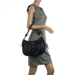 مملوكة مسبقًا Prada Black Large Soft Calf Hobo