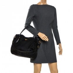 Pre Owned Prada Black Tessuto Nylon and Leather Tote