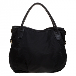 Pre Owned Prada Black Tessuto Nylon and Leather Tote