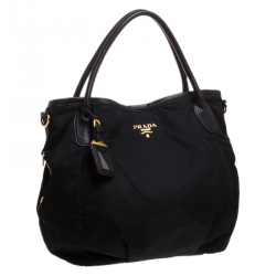 Pre Owned Prada Black Tessuto Nylon and Leather Tote